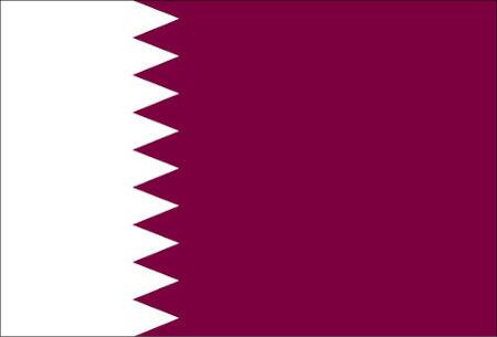 Qatars flagga, i vitt och vinrött.
