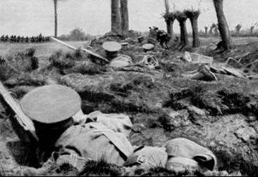 Duitse troepen in gevecht tegen Britse legers.
