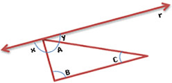 Triangle ABC, with line r parallel to the side