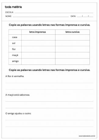 Attività di portoghese per il 2° anno (scuola elementare)