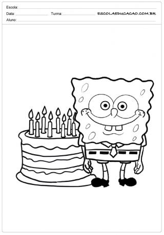 spongebob with cake