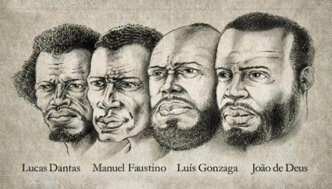 Liderzy Zaklęcia Bahia, ilustracja w kolorze czarnym na beżowym tle.