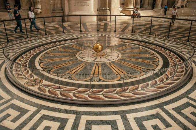 Foucault's pendulum is used to demonstrate the Earth's rotational motion.