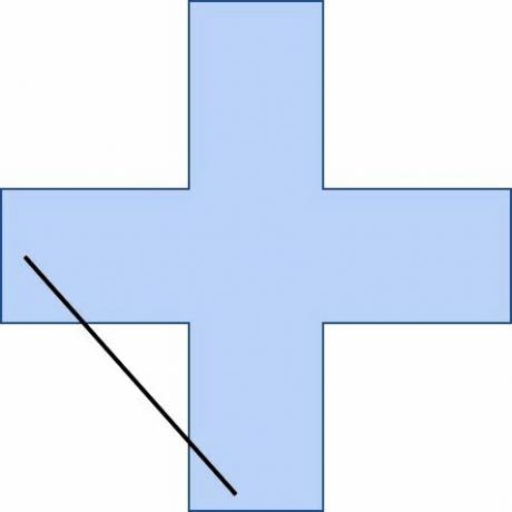 Polygon med et segment mellom to av punktene.