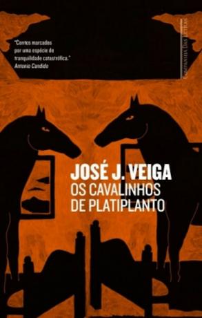 Корица на книгата Os cavalinhos de Platiplanto, от Хосе Дж. Veiga, публикувано от Companhia das Letras. [2]