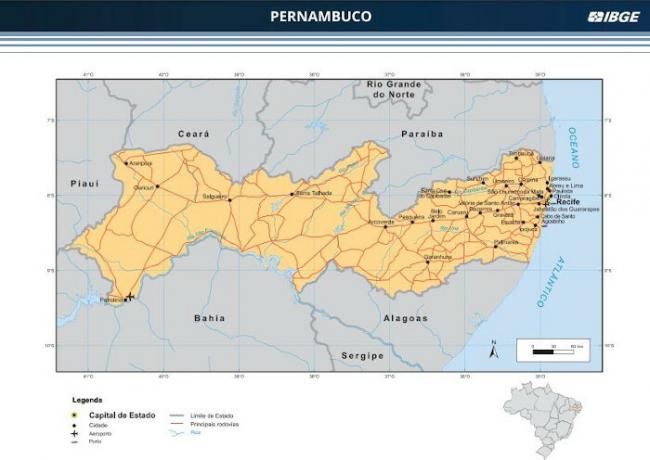 Pernambuco: ibukota, peta, bendera, ekonomi