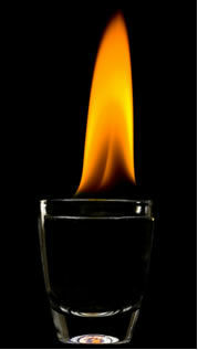 Alcohol on fire - combustion reaction