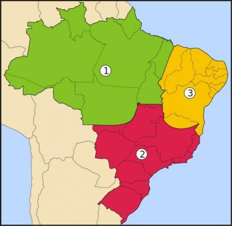 ब्राजील के भू-आर्थिक क्षेत्रों का नक्शा