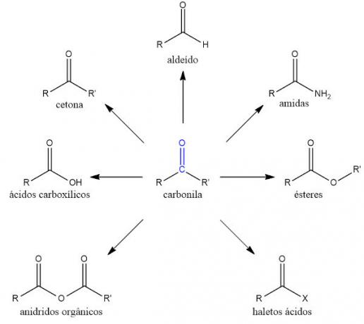 Karbonilne spojine (ki imajo karbonilno skupino).