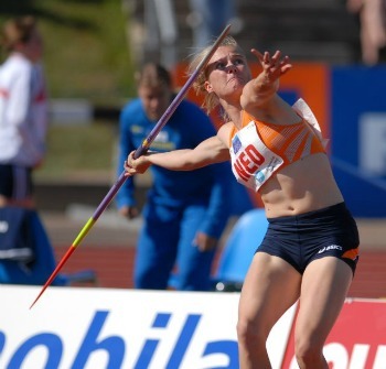 Athletics athlete disputing javelin competition