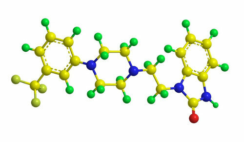Notez la structure moléculaire de la flibansérine, le médicament présent dans le viagra féminin