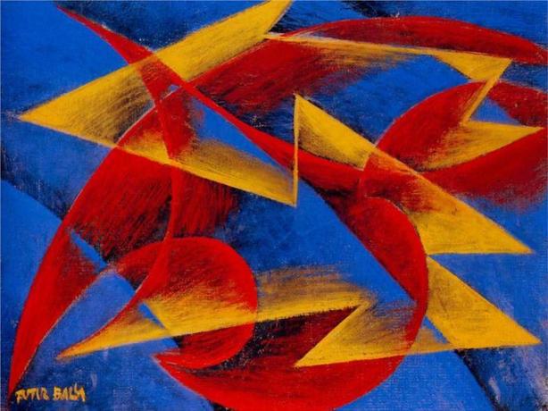 futuristisk lærred af Giacomo Balla