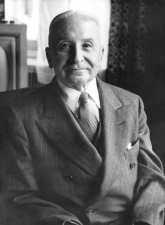Economist Ludwig von Mises is one of the forerunners of the thought that gave rise to neoliberalism. [1]