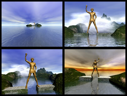 Computer created image representing the Colossus of Rhodes