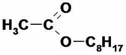 Formuła związku stosowanego jako esencja pomarańczowa, etanian n-oktylu.