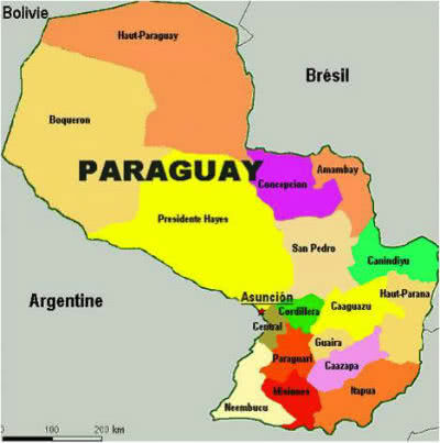 Paraguay politická mapa
