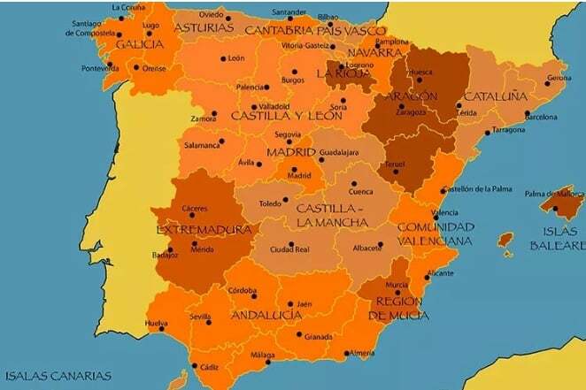 Карта регіонів Іспанії